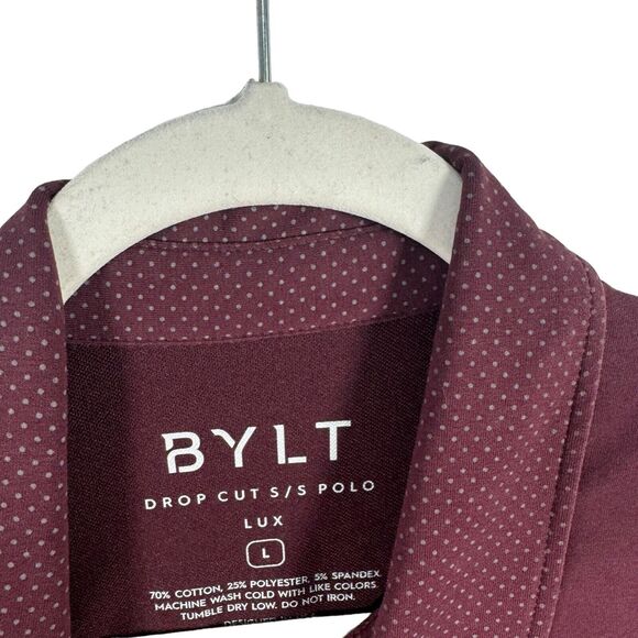 Bylt Drop Cut Short Sleeve Polo Shirt Maroon Red Stretch Performance Mens Large - Picture 4 of 6